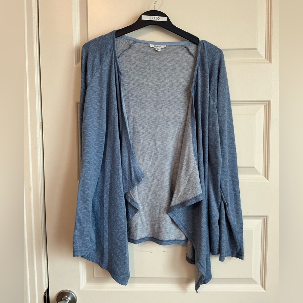 Elegant Blue Draped Cardigan